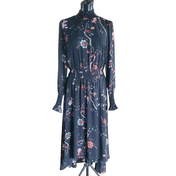 Nannette Red and Black A-line Dress with Bishop Sleeves - Picture 2 of 10